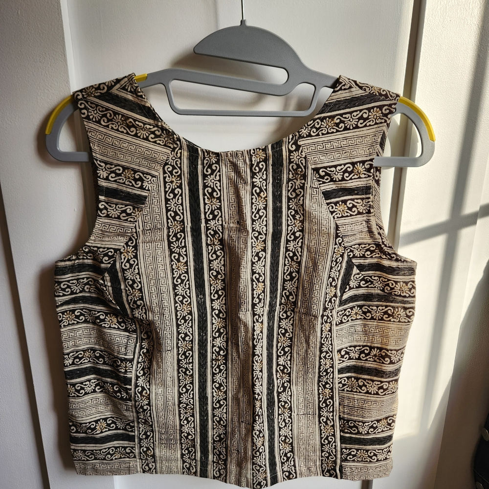 Fabindia Black and Cream Striped Women's Blouse